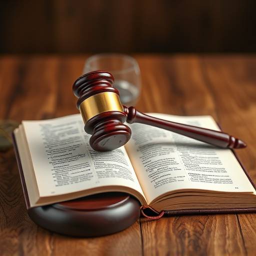 Een afbeelding van een open wetboek met een houten hamer, symboliserend de wettelijke voorwaarden.