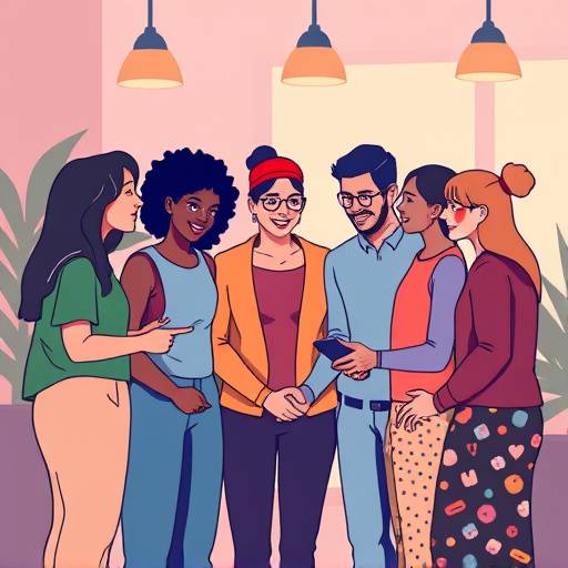 Illustratie van verschillende mensen die samenwerken en inclusie vertegenwoordigen, symboliseert toegankelijkheid en diversiteit.
