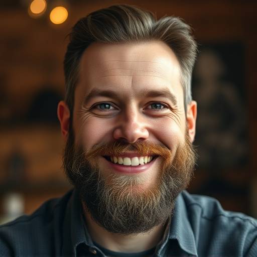 Portret van een glimlachende man met baard